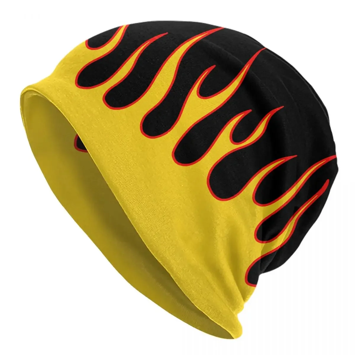 Black And Yellow Flames Beanies Caps Hat Fashion Bonnet Hats Men