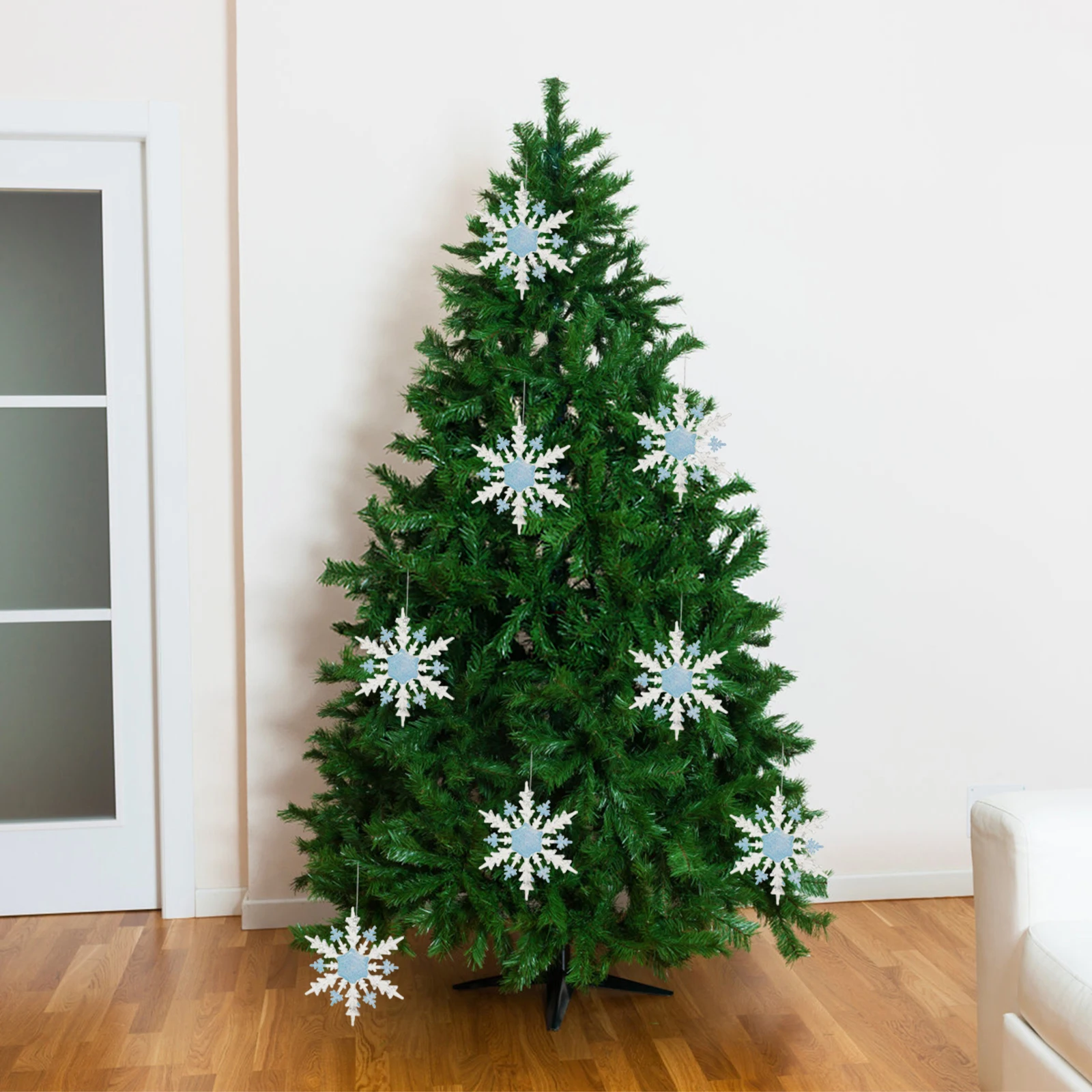 

Snowflake Hanging Blue Translucent Acrylic Xmas Tree Decorations Pendant Home Party Acrylic Snowflake Pendant Wall Door Decor