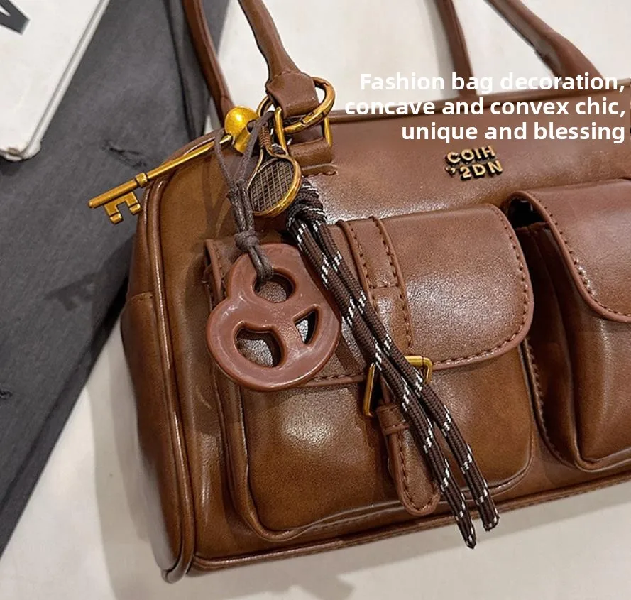 Kaffeebraune Damen-Handtasche mit mehreren Taschen, Umhängetasche, stilvolle, vielseitige Umhängetasche mit Buchstaben für Reisen, Arbeit, Einkaufen, Termine – Detail 25