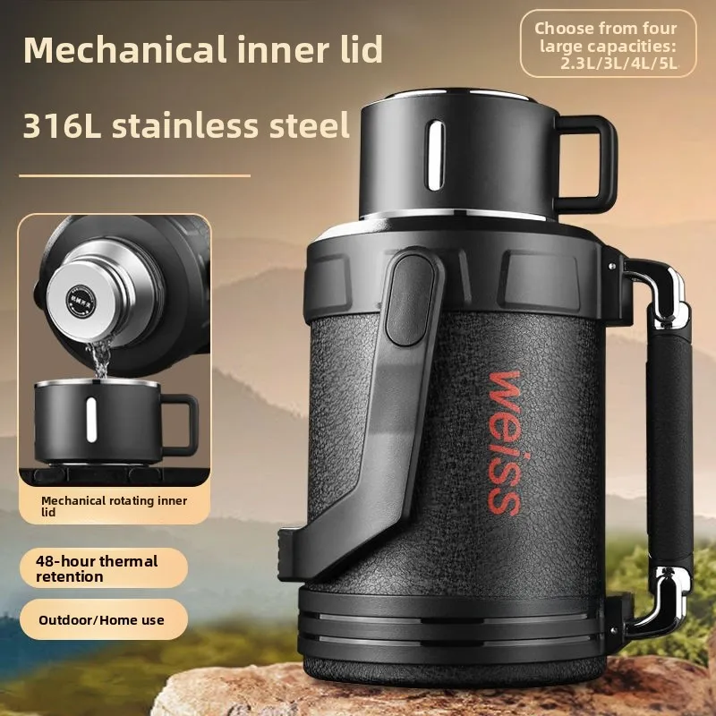 

Большой размер, новинка 2025 года, изолированная колба с механическим переключателем, долговечная 72-часовая дорожная кружка, портативный термос, теплый горшок для жира