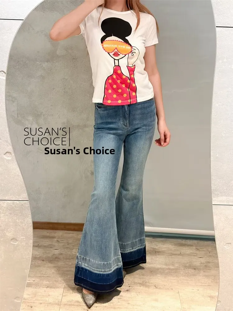 

AO Pure Original Faion, повседневные простые ранние осенние универсальные тонкие джинсы-колокольчики с высокой талией в стиле ретро для похудения