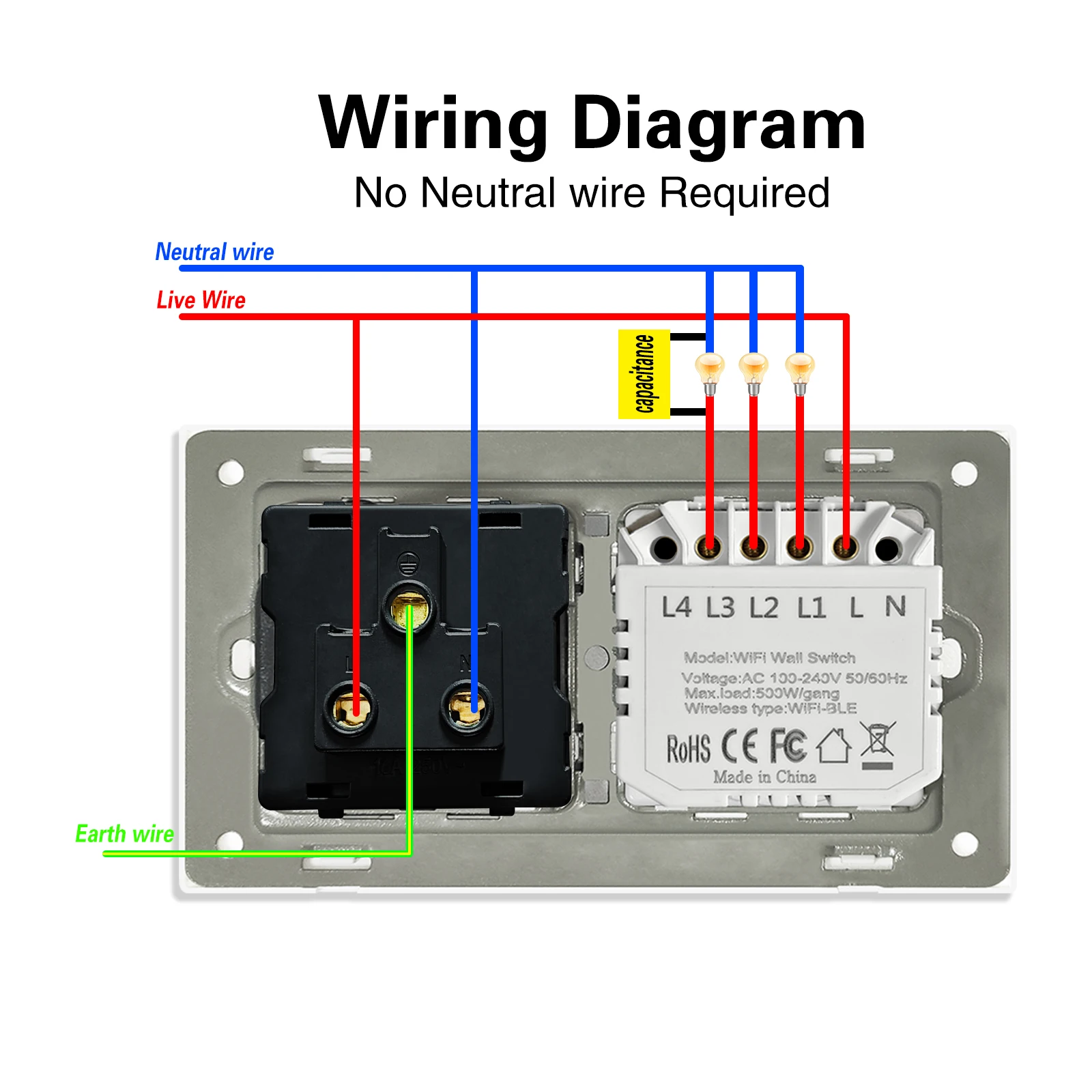 US Type Socket With Smart Wifi Touch Switch Glass Panel Sensor Button Work With Google Home Tuya Alexa Voice Control interruptor