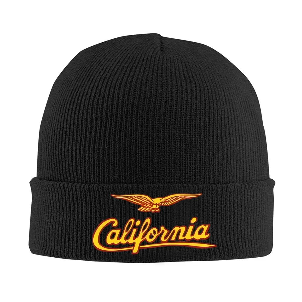 2026 Eagle above California stylish typography Men Women Unisex Knitted Hat Beanie Pullover Cap Winter Thermal Warm Christmas Ou