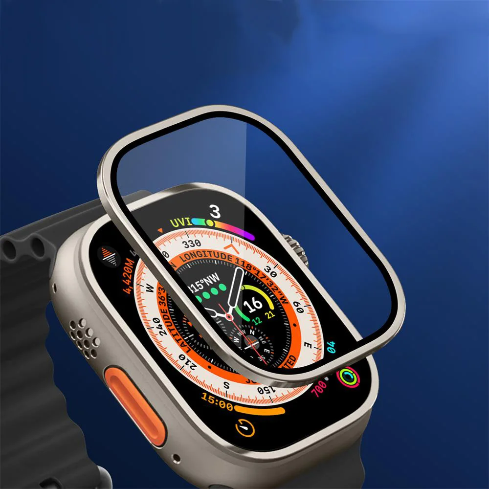 Metal Bumper+Tempered Glass For Apple Watch Ultra 49mm Accessories Screen Protector Anti-Scratch HD Full Film iWatch Ultra 49 mm