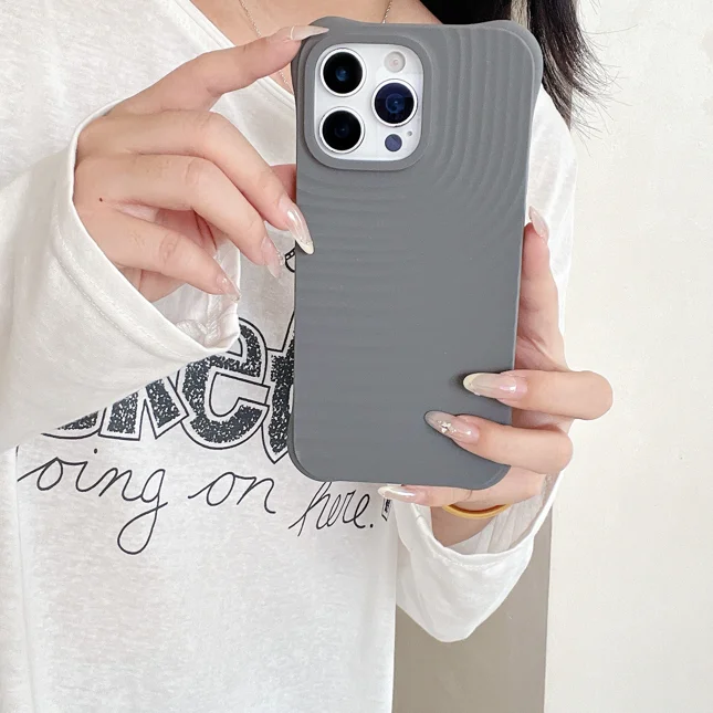 متعدد الألوان الصلبة موجة صغيرة غطاء من السيليكون تغطية كاملة للصدمات آيفون 15-16 برو ماكس 16pro 16 15 برو ماكس 15pro 15 #5