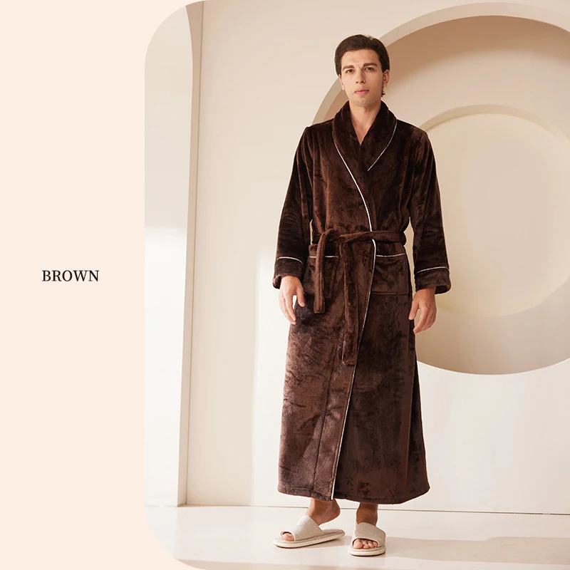 Oulylan-Ensembles de pyjama à glouton épaissi pour hommes, vêtements de nuit chauds, vêtements d'intérieur trempés, lieux pour hommes, sourire, hiver, nouveau, 2024