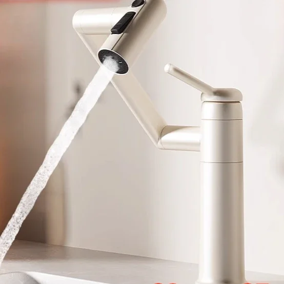 Robotic arm universal wash basin faucet home bathroom white cream style basin faucet water tap  sink faucets