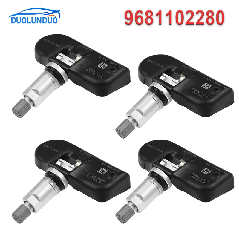 4 szt. Nowy DUOLUNDUO 9681102280   Czujnik ciśnienia w oponach TPMS 433MHZ do Peugeot 407 207 307 607 508 807 do Citroen C4 5 6 7 8