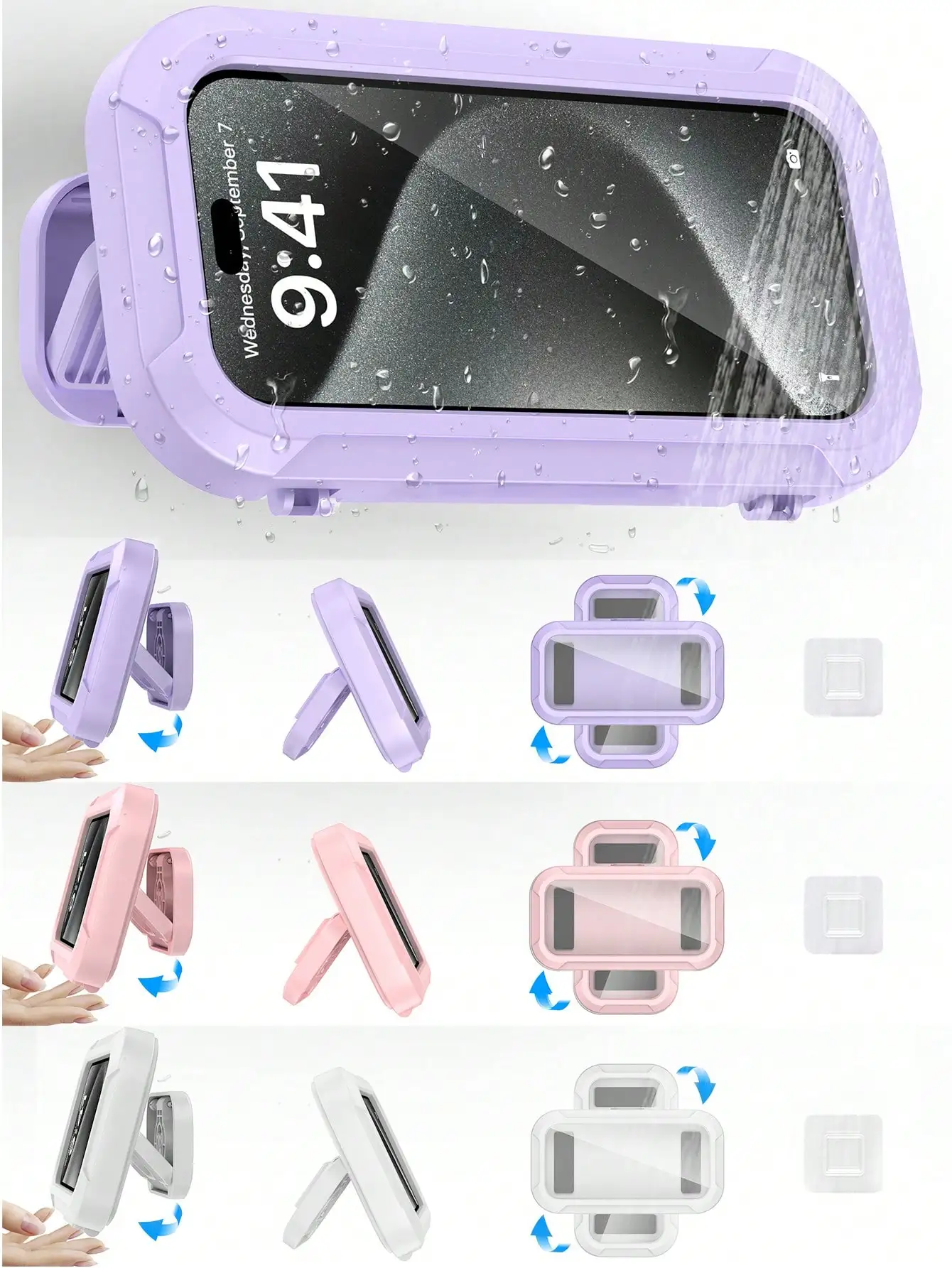 

360° Rotation Waterproof Shower Phone Holder, Retractable, Angle Adjustable, Shower Phone Case, Anti-Fog High Sensitivity Cover