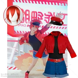 Anime Cells At Work Hataraku Saibou Comic-Con Cosplay Costume Red Blood Cell Sekkekyu Wig Cos Women Anime Cosplay Halloween Suit