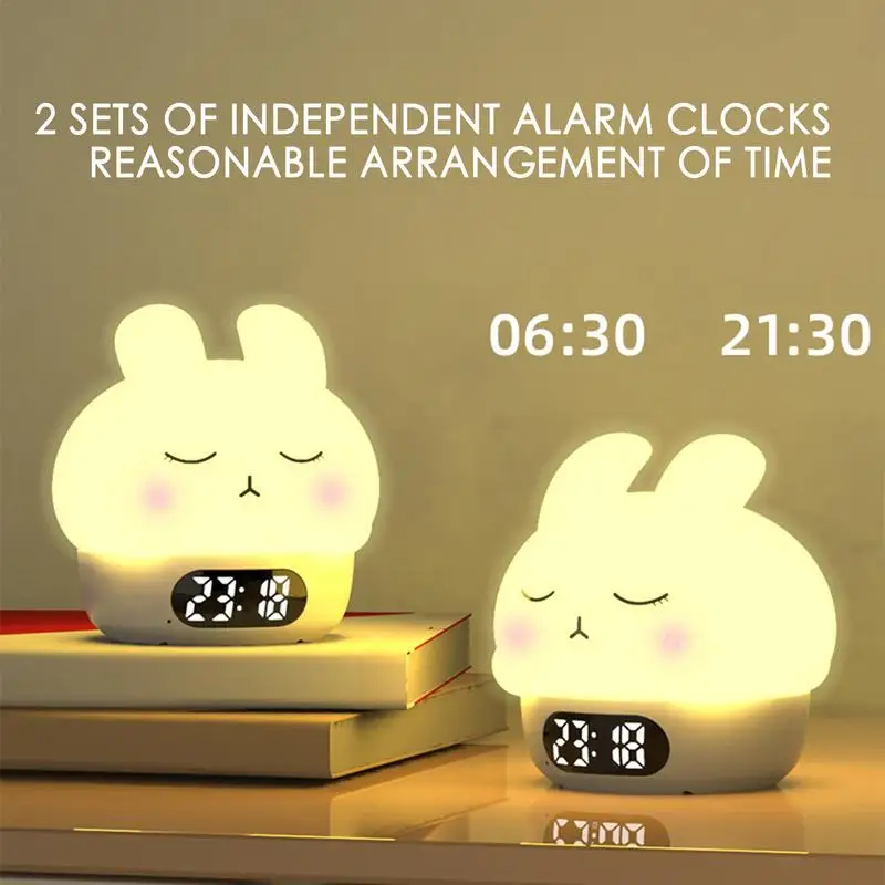 Kids Alarm Clock Rabbit Rabbit Silicone Pat Light Rabbit Silicone Pat Light Rabbit Digital Alarm Clock Fun Rabbit Wake Up Lamp