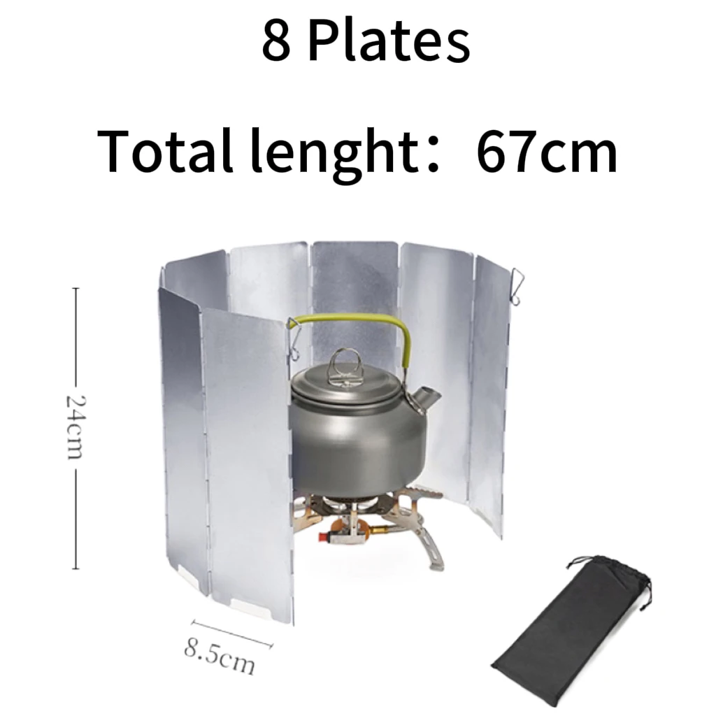 8/10/12/14/16 Platen Kachel Voorruit Aluminium Kachel Windscherm Met Trekkoord Tas Voor Camping Brander Winddicht Scherm - afbeelding 1