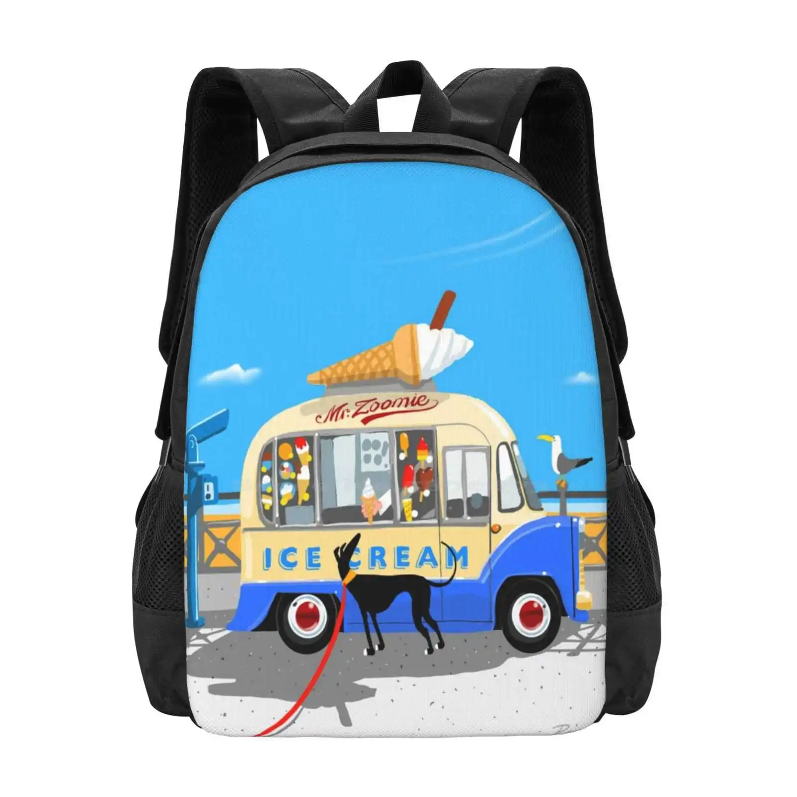 

Mr. Zoomie Hot Sale Schoolbag Backpack Fashion Bags Greyhound Whippet Lurcher Rich Skipworth Nature Summer Seaside Ice Cream