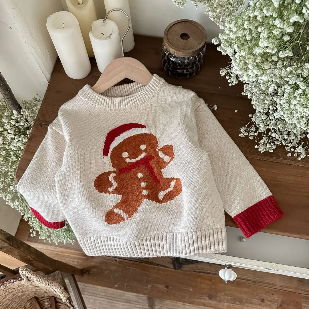 

2025 Winter Korean Style Unisex Children Sweater Warm Knitted Pullover for Baby Boy Girl Toddler Cute Cartoon Long Sleeve Tops