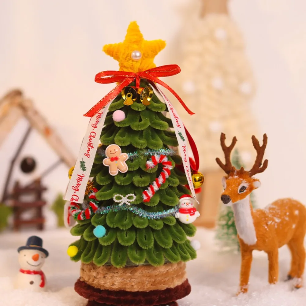 

Handmade Christmas Pipe Cleaners Set Craft Cartoon Christmas Tree Chenille Stems Plush Twisting Christmas Tree DIY Twist Stick