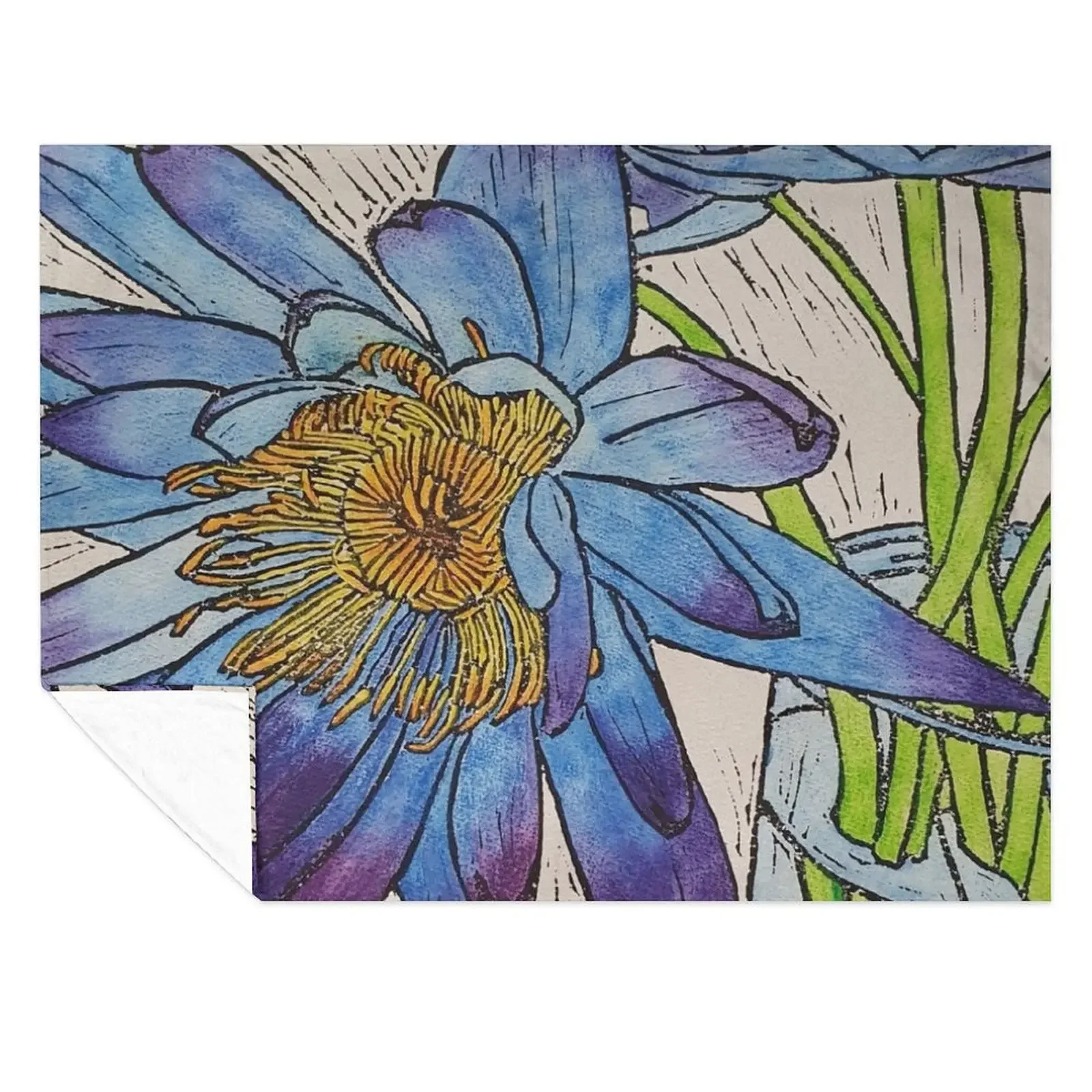 

Kimberley Waterlily Linoprint Coloured Throw Blanket Camping Softest Baby cosplay anime Blankets