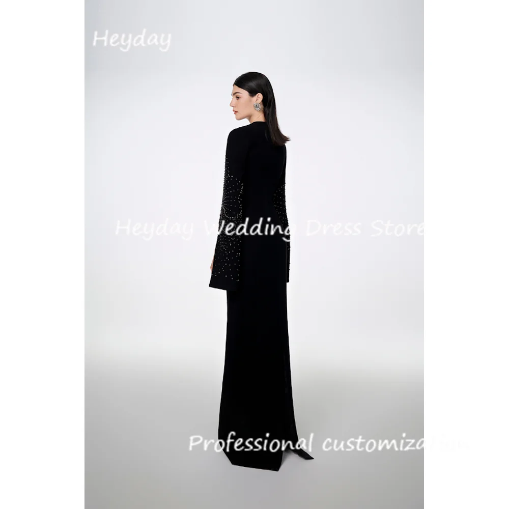 Heyday Crepe O-Neck  A-Line Floor-length Dresses Half Classics Draped Formal Occasion Evening Party Pretty Dresses 2024