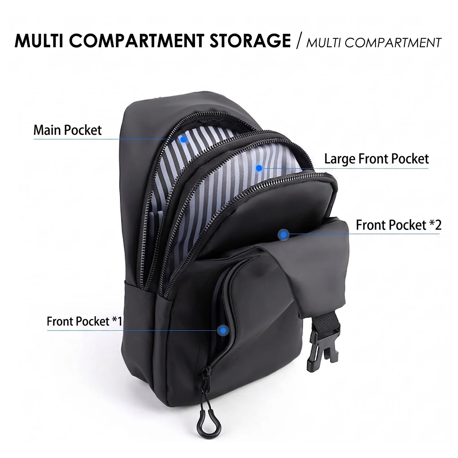 Men's Casual Crossbody Bag Anti-theft Motorcycle Bag USB Charging Large Capacity Shoulder Coded Lock Bag