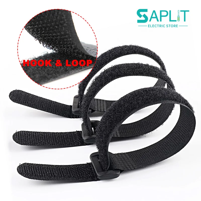 10~300pcs Reusable Cable Tie Hook and Loop Adjustable Nylon Ties Fasteners Cord Straps Organizer for Securing Line Accessories