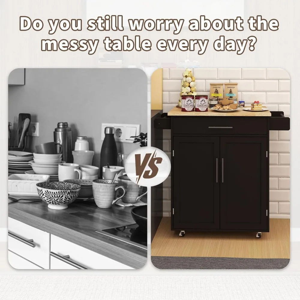 تخزين جزيرة المطبخ مع سطح طاولة، وعربة أدوات دوارة مع أدراج، وخزائن، ورف توابل، وحامل منشفة لجهاز الهاتف المحمول #6