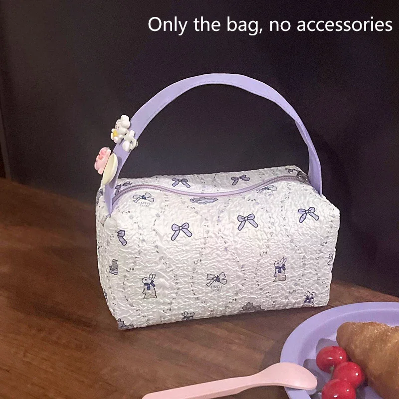 Travel Sweet Cute Bubble Purple Bow Bunny Hand-held Cosmetic Bags Large Capacity Portable Women Storage Bags Makeup Pouch Gifts