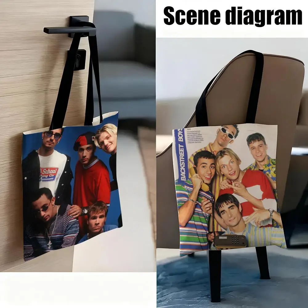 حقائب تخزين كلاسيكية للأولاد من مجموعة B-Backstreet، حقيبة كتف قماشية خفيفة الوزن للمتسوقين عصرية صديقة للبيئة متعددة الاستخدام مع سعة كبيرة #2