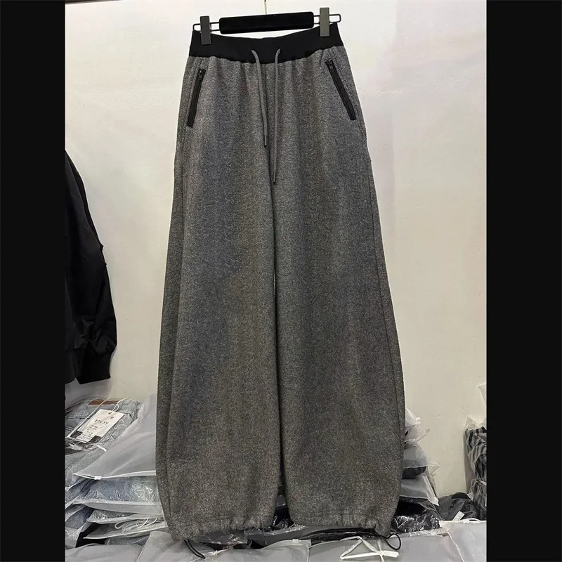 Korean Women Fashion Lantern Pants Autumn Female High Waist Banana Pantalon Spring Ladies Casual Color Blocking Pocket Trousers
