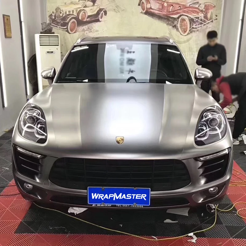 WRAPMASTER 1.52*18M ROHs Certification Satin Metallic Film Bronze Grey Car Foil Wrap Price