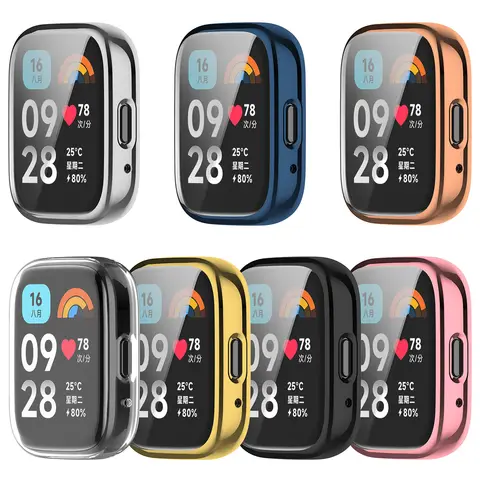 Casing kaca silikon lembut TPU, untuk Redmi Watch 3 gelang pintar aktif pelindung layar penutup untuk Xiaomi Redmi Watch 3 3 Lite