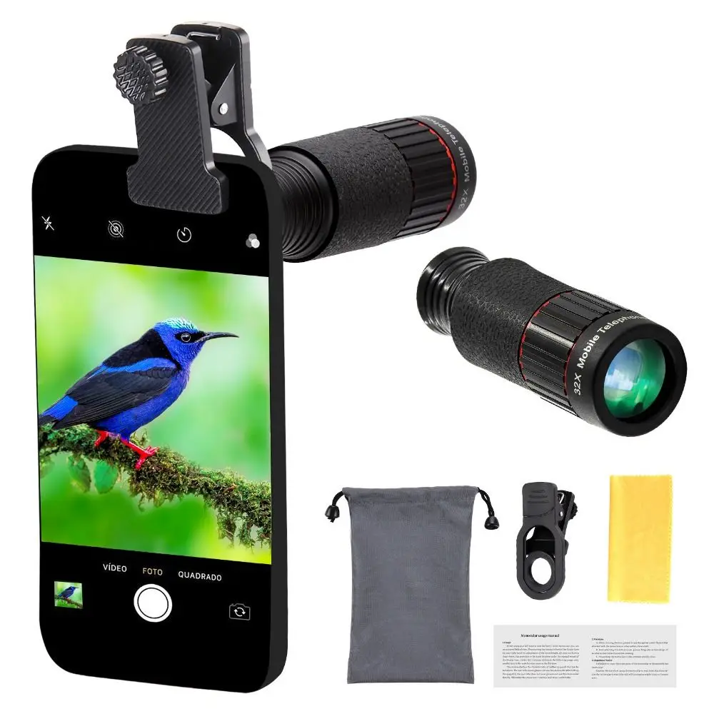 

Universal HD Optical Cell Phone Lens Monocular Tripod Monocular Zoom Cell Phone Lens Telephoto Lens 32X Mobile Phone Lenses