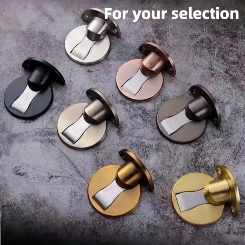 Stainless Steel Invisible Magnetic Door Stopper, Punch-Free Windproof Mechanical Self-Locking Door Stop