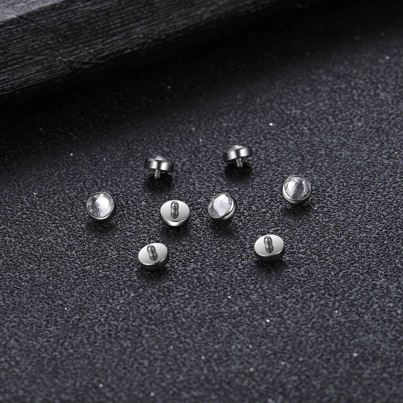 10pcs/lot Titanium CZ Crystal Micro Dermal Piercings Micro Dermal Anchor Top Skin Diver Hide In Surface Piercings Body Jewelry