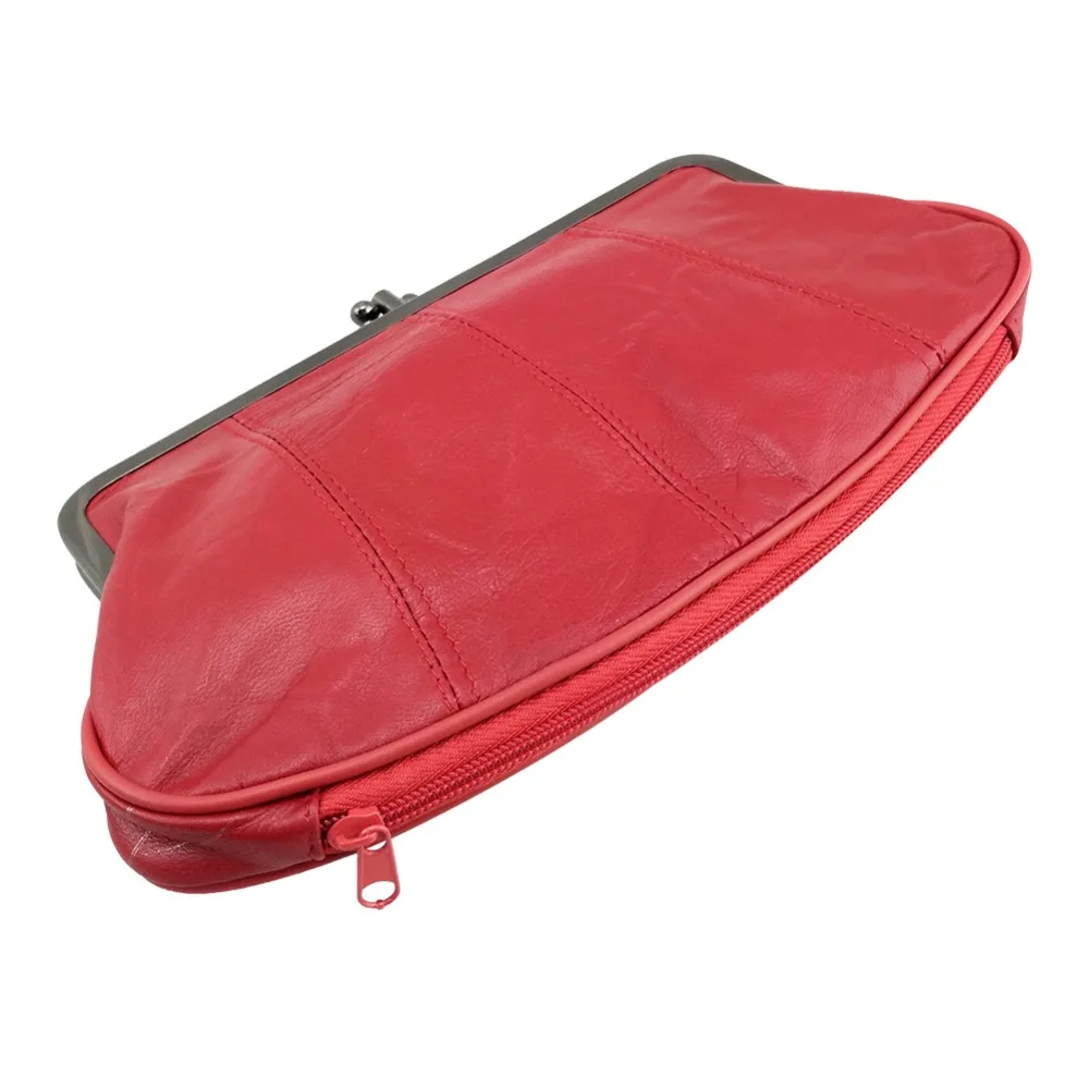 NICOLE & CO Genuine Leather Coin Purse Womens Sheepskin Change Purse Metal Hasp Closure CardHolder Wallet Zipper Small Bag short