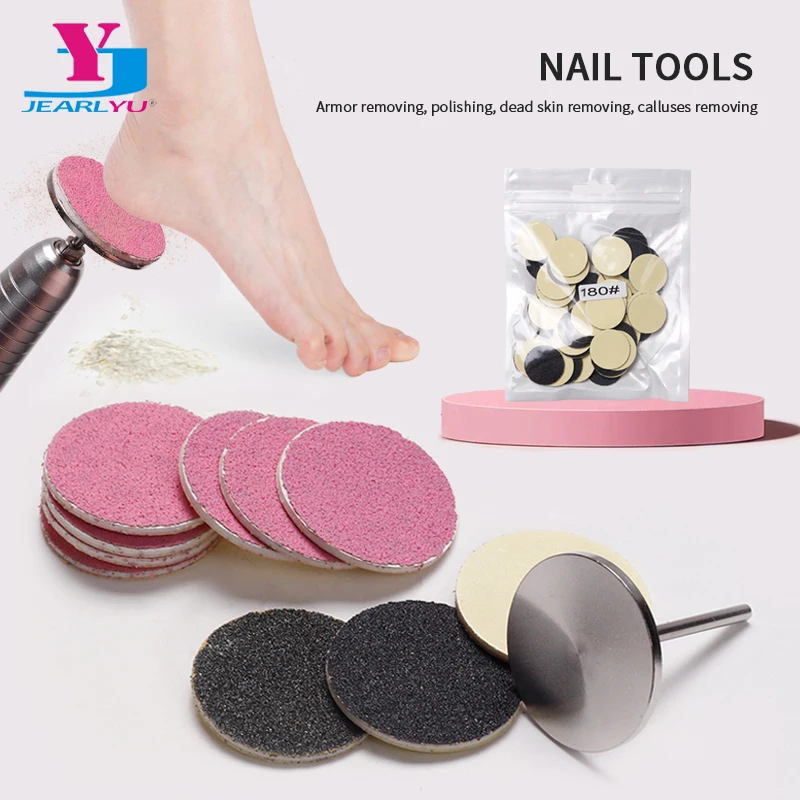 50Pcs/Bag Pink Black Foot Rasp Replaceable Files Griding Sandpaper Pedicure Tools Professional Foot File Remover Callus For Feet