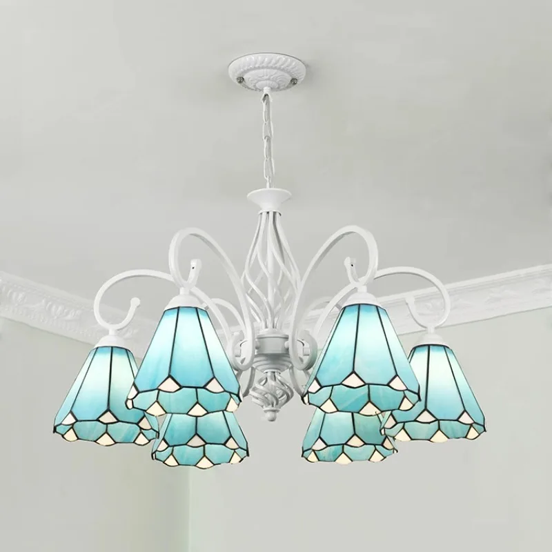 

Мебель для дома, синяя люстра в средиземноморском стиле. Простой и теплый светильник для гостиной. Светильник для спальни. Столовая.