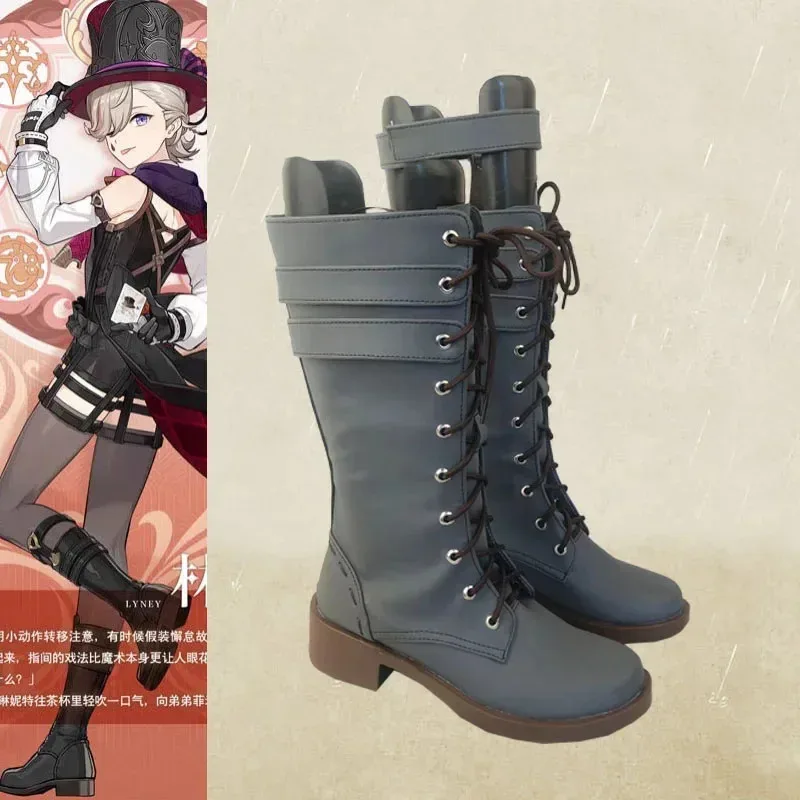 

Wiwiwi 123RealCos Genshin Impact Lyney Shoes Сапоги Хэллоуин Косплей Костюм Аксессуар