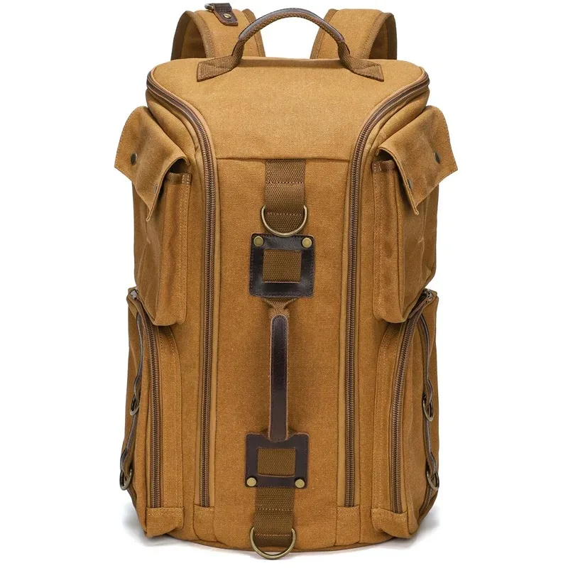 Men's Quality Canvas Retro Backpack Outdoor Leisure Backpack For Men Waterproof Large-capacity Travel Bag 15.6''Laptop Backpack