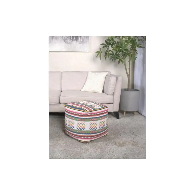 

Квадратный пуф ручной работы с перуанским принтом, белый, розовый, разноцветный, стильный домашний акцент, мягкие сиденья, декоративная подушка для