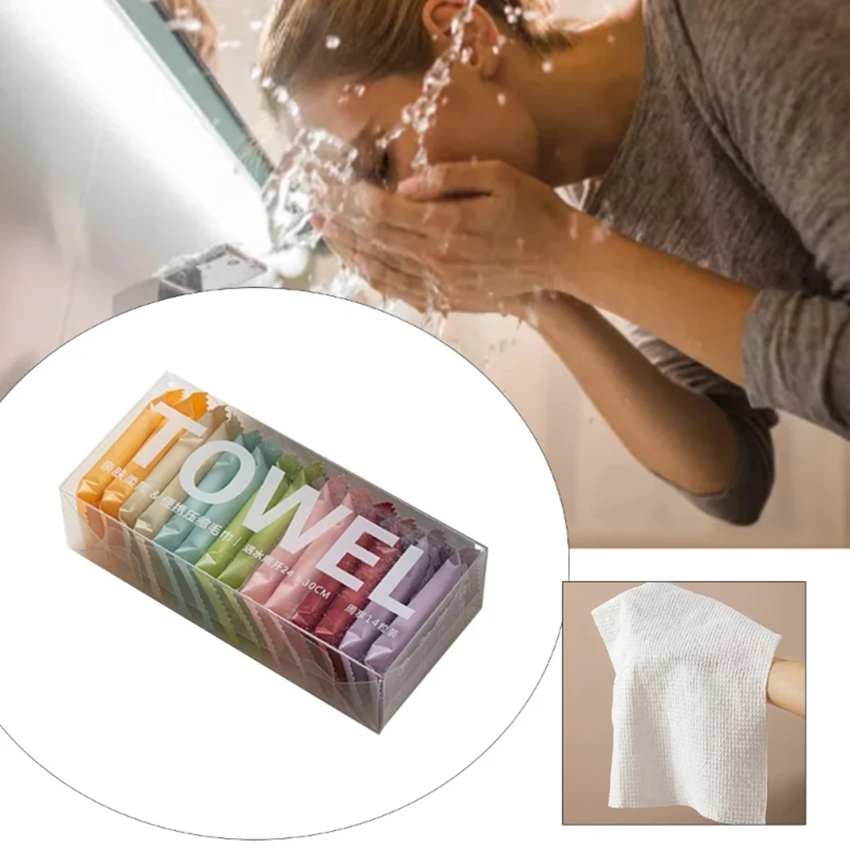 14pcs/box ,Face Cleansing ,Thickened Compressed ,Beauty Square Towel, Portable ,Travel Towel ,Disposable Washcloth