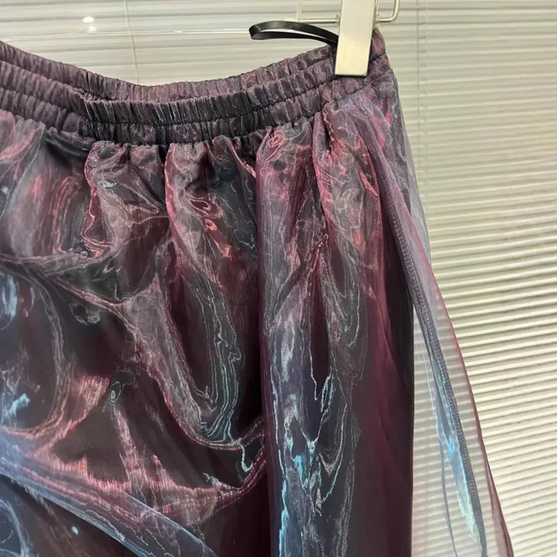 HKSH Autunno Nuove Donne Gonna Elastico in Vita Maglia Patchwork Ruffles Colore di Contrasto Alla Moda High Street Elegante Moda Gonne HK9481