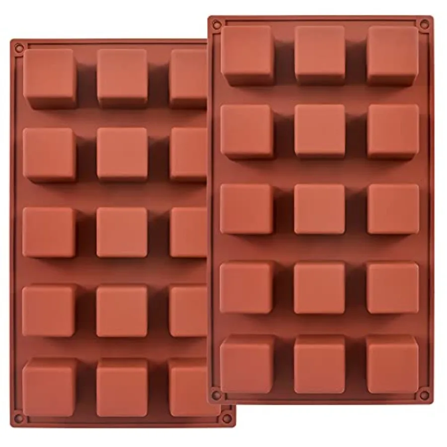 15 تجاويف 1.4 ih مربع قالب من السيليكون قالب مكعب لصنع حلوى الشوكولاتة كعكة آيس كيوب صينية الكمأة حزمة من 2