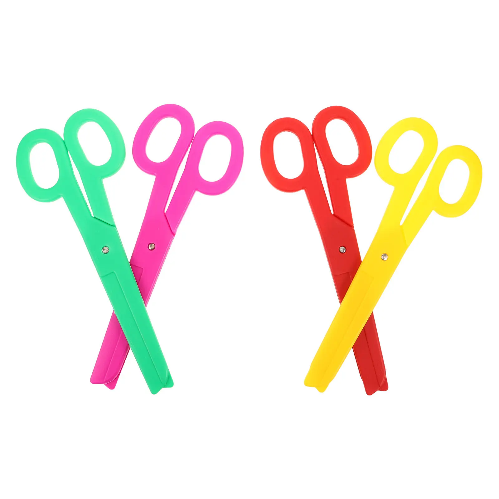 4Pcs Giant Prank Scissors Exaggerated Oversized Colorful Plastic Cosplay Dress Up Stage Performance Prop Clown Accessory