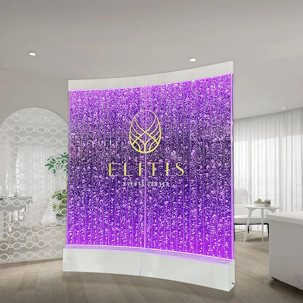 

Customization.Curved Bubble Wall with Base and Panel LED Lighting Changing Different Colors Wine Rack Floor Standing Dancing Acr