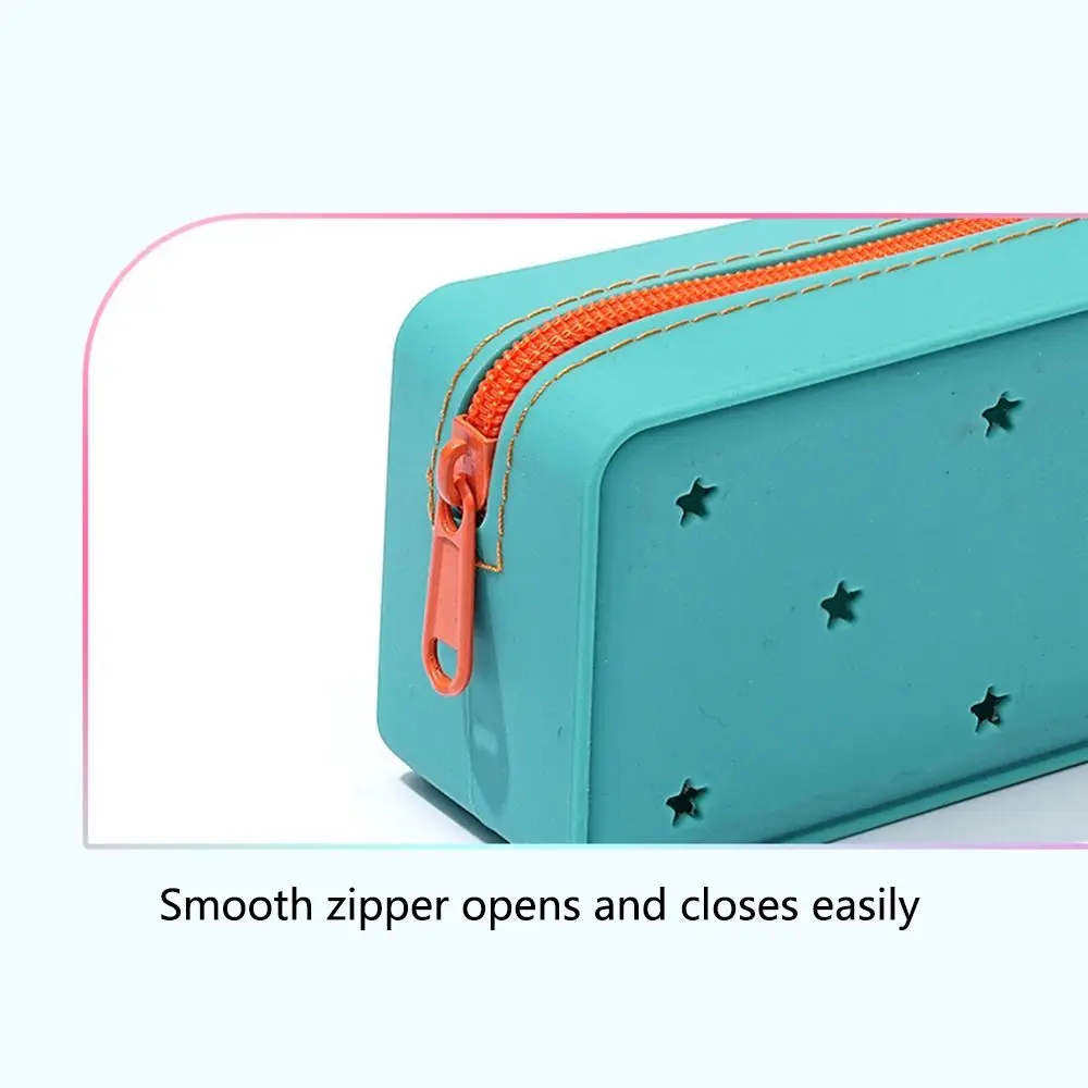 Breathable Silicone Pencil Case Big Capacity Waterproof Stationery Storage Bag Portable Washable Makeup Brush Holder Travel