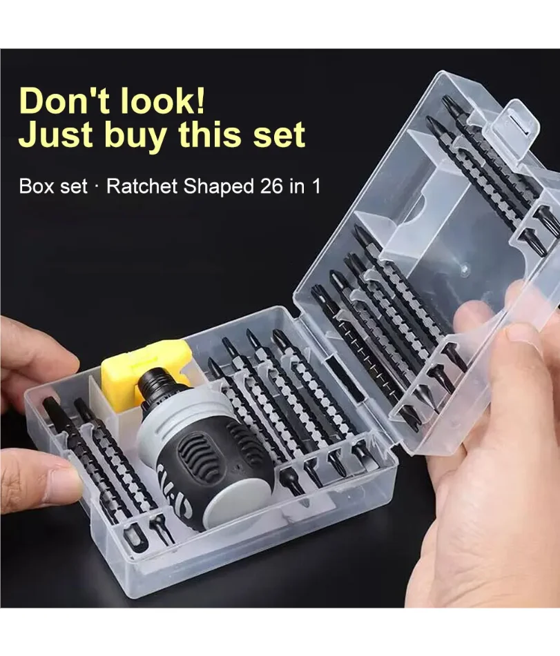 

26 in 1 Ratchet Screwdriver Set Magnetic Dual-purpose Batch Head Telescopic Labor-Saving Screwdriver Hand Tool