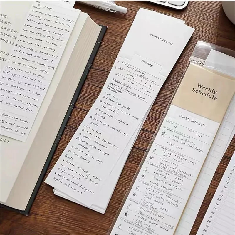 MINKYS 24 Sheets Kawaii Bookmark Type Memo Pads Paper Weekly Planner To Do List Journal Meeting Note Paperlaria Stationery Gift