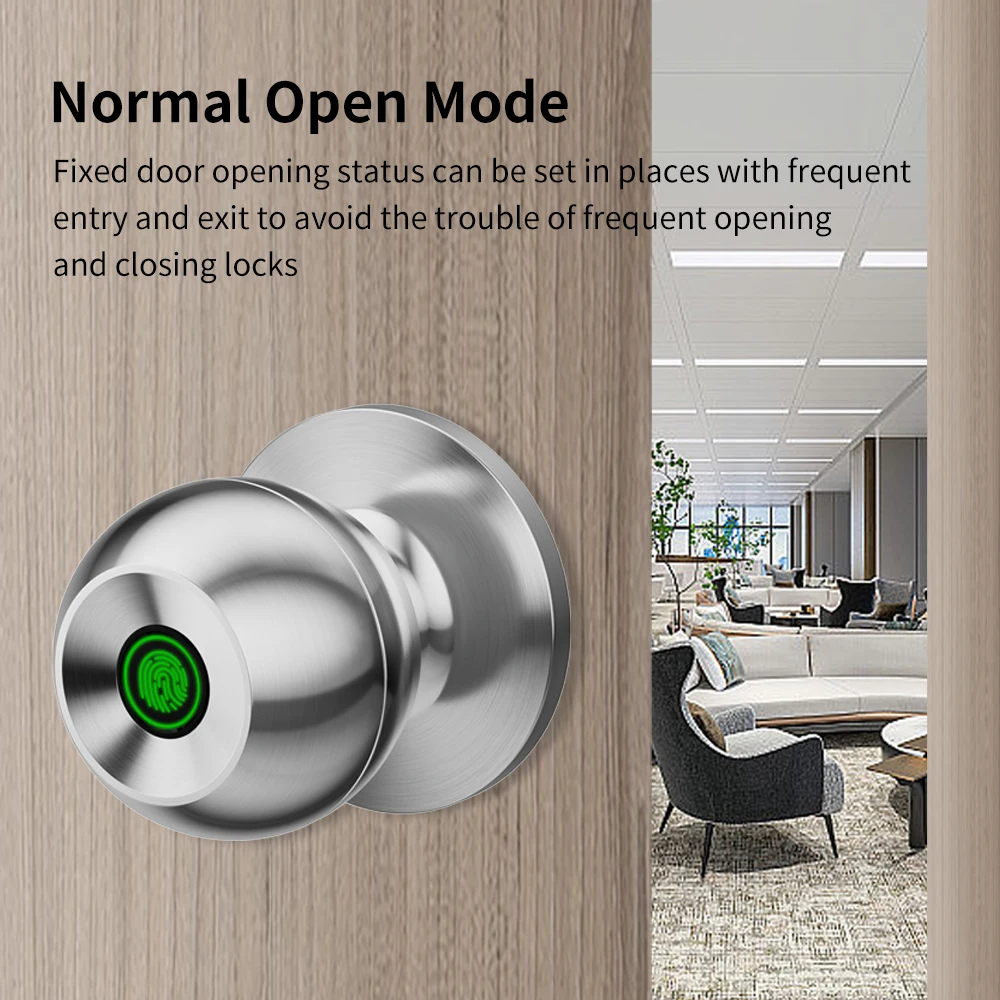 Imagem -06 - Tuya-smart Eletrônico Rodada Porta Knob Passage Lock com Chaves App Inoxidável Fingerprint Handle Botões Internos Hot Sale