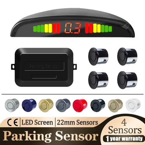 Kit de estacionamiento con Sensor de estacionamiento, pantalla LED de 22mm, 4 sensores, retroiluminación, sistema de monitoreo de Radar de respaldo inverso, 8 colores, 12V