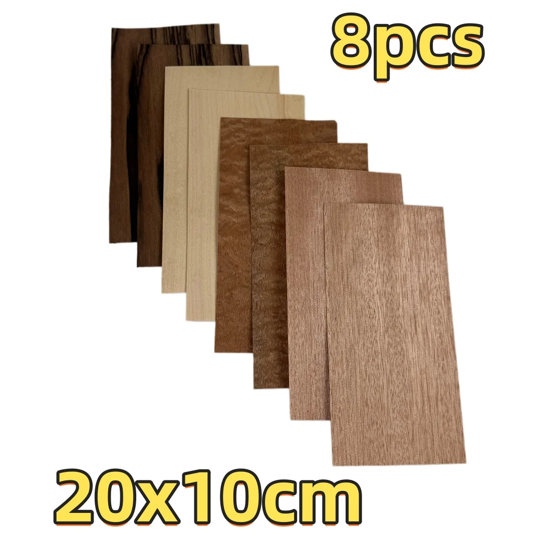 

0.5mm Thick Natural Wood Veneer Pack, Mixed Wood Species Assortment for Furniture Veneering and Artistic Creation, Size 20x10cm.