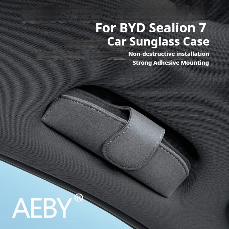 

AEBY For BYD Sealion 7 2024 Car Sun Visor Glasses Case, Headliner Sunglasses Storage Box Holder Organizer with Soft Inner Lining